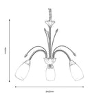 Luminosity Designs - Antwerp 3 Light Pendant with Frosted Floral Style Glass E14 (Oaks 4316/3) - Luminosity Designs Ltd