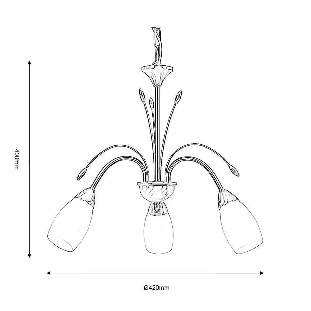 Luminosity Designs - Antwerp 3 Light Pendant with Frosted Floral Style Glass E14 (Oaks 4316/3) - Luminosity Designs Ltd