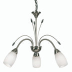 Luminosity Designs - Antwerp 3 Light Pendant with Frosted Floral Style Glass E14 (Oaks 4316/3) - Luminosity Designs Ltd