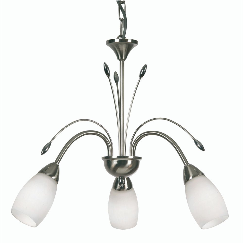 Luminosity Designs - Antwerp 3 Light Pendant with Frosted Floral Style Glass E14 (Oaks 4316/3) - Luminosity Designs Ltd