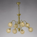 Diyas - Apollo Pendant 8 Light Satin Brass with Crystal Buttons (Diyas IL20692) - Luminosity Designs Ltd