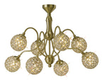 Diyas - Apollo Pendant 8 Light Satin Brass with Crystal Buttons (Diyas IL20692) - Luminosity Designs Ltd