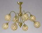 Diyas - Apollo Pendant 8 Light Satin Brass with Crystal Buttons (Diyas IL20692) - Luminosity Designs Ltd
