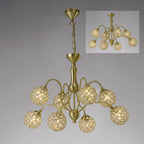 Diyas - Apollo Pendant 8 Light Satin Brass with Crystal Buttons (Diyas IL20692) - Luminosity Designs Ltd