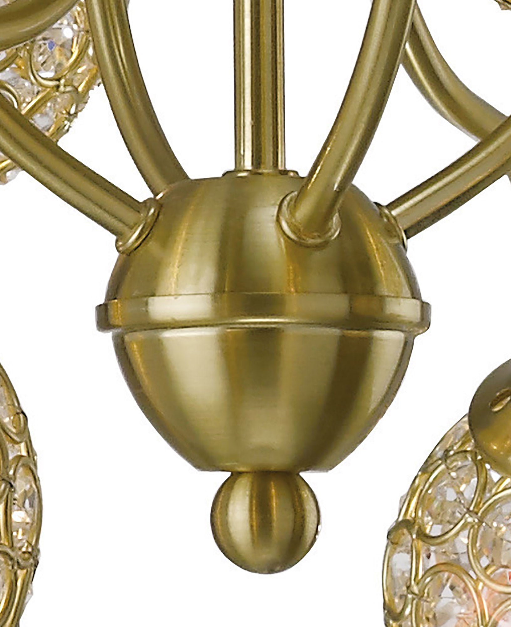 Diyas - Apollo Pendant 8 Light Satin Brass with Crystal Buttons (Diyas IL20692) - Luminosity Designs Ltd
