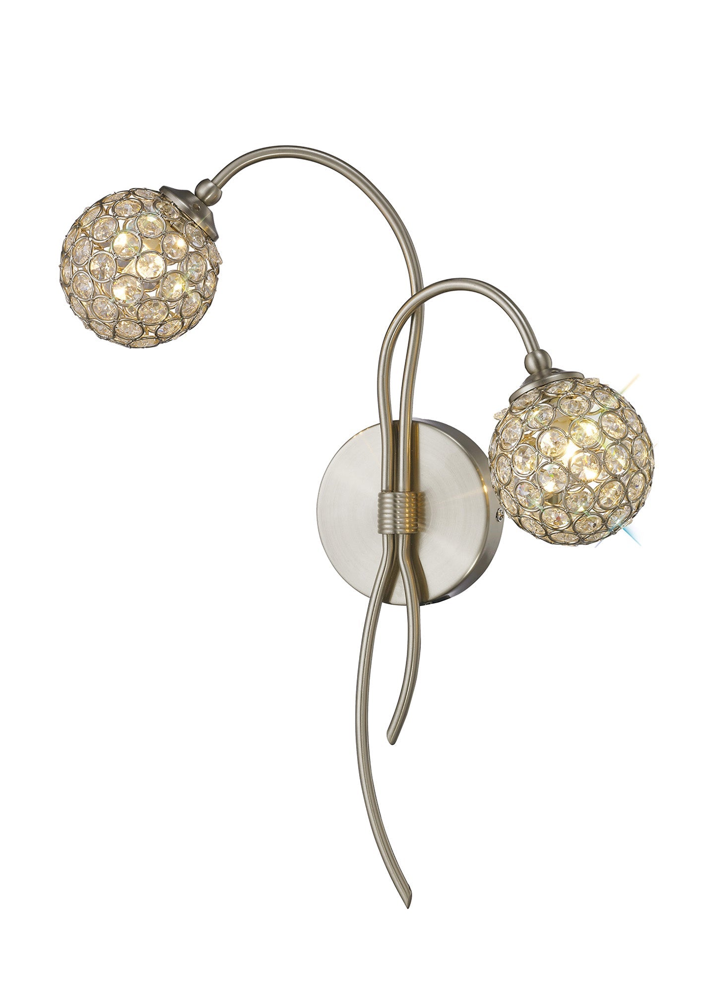 Diyas - Apollo Satin Nickel Wall Lamp - Luminosity Designs Ltd