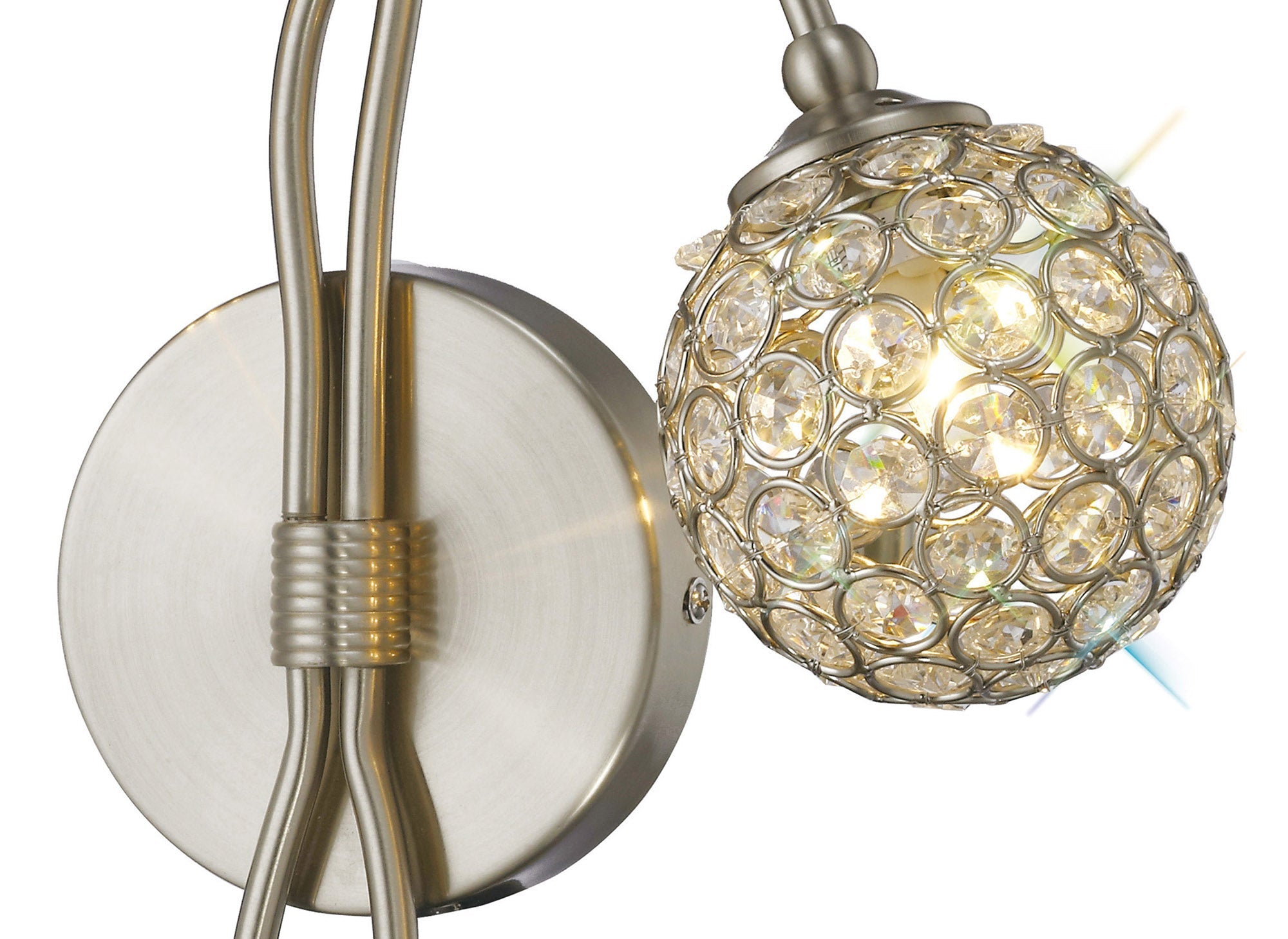 Diyas - Apollo Satin Nickel Wall Lamp - Luminosity Designs Ltd