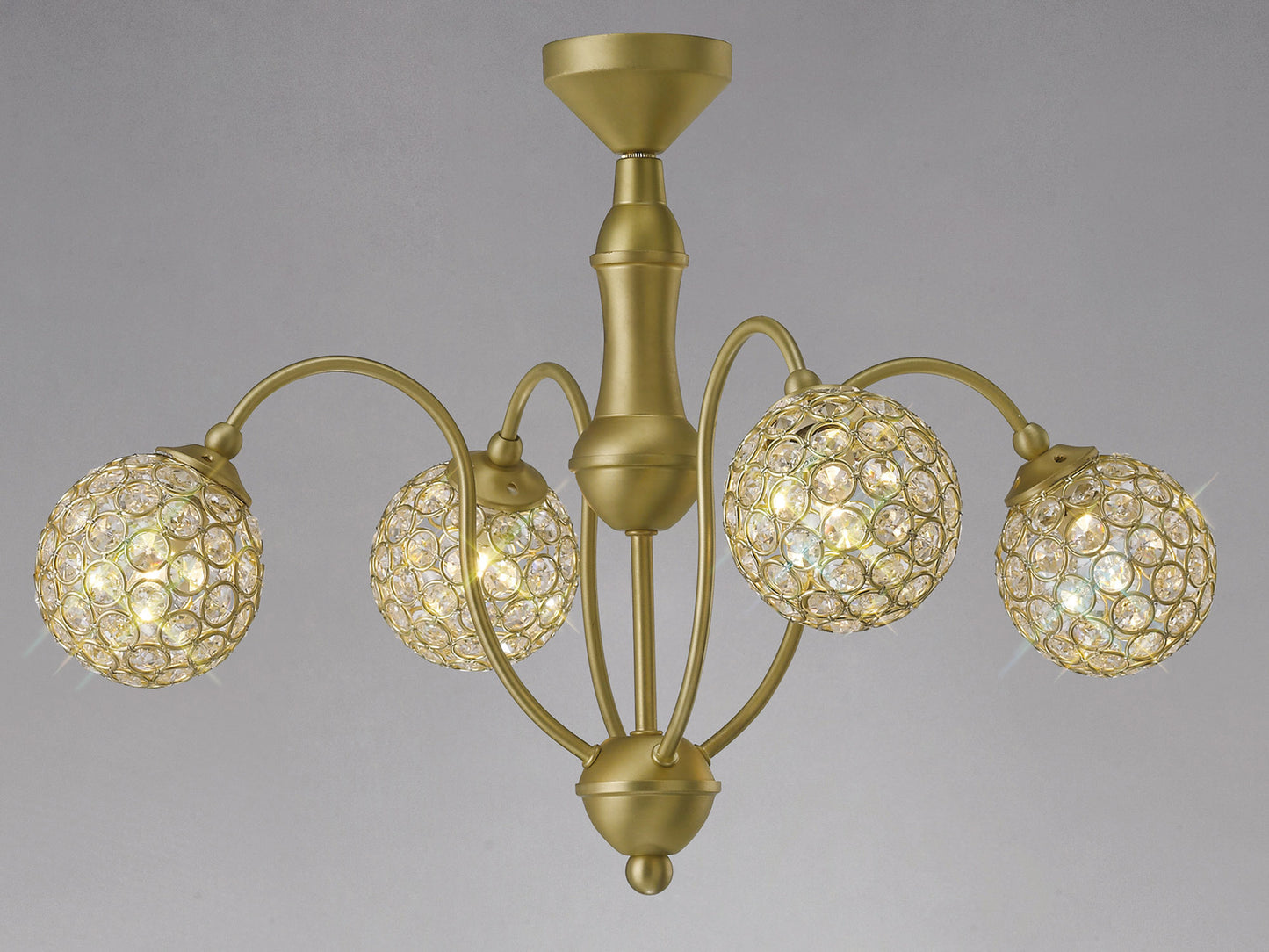 Apollo Pendant 4 Light in Satin Brass with Crystal Details  (Diyas IL20691)