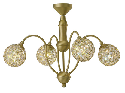 Apollo Pendant 4 Light in Satin Brass with Crystal Details  (Diyas IL20691)