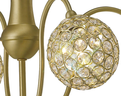 Apollo Pendant 4 Light in Satin Brass with Crystal Details  (Diyas IL20691)