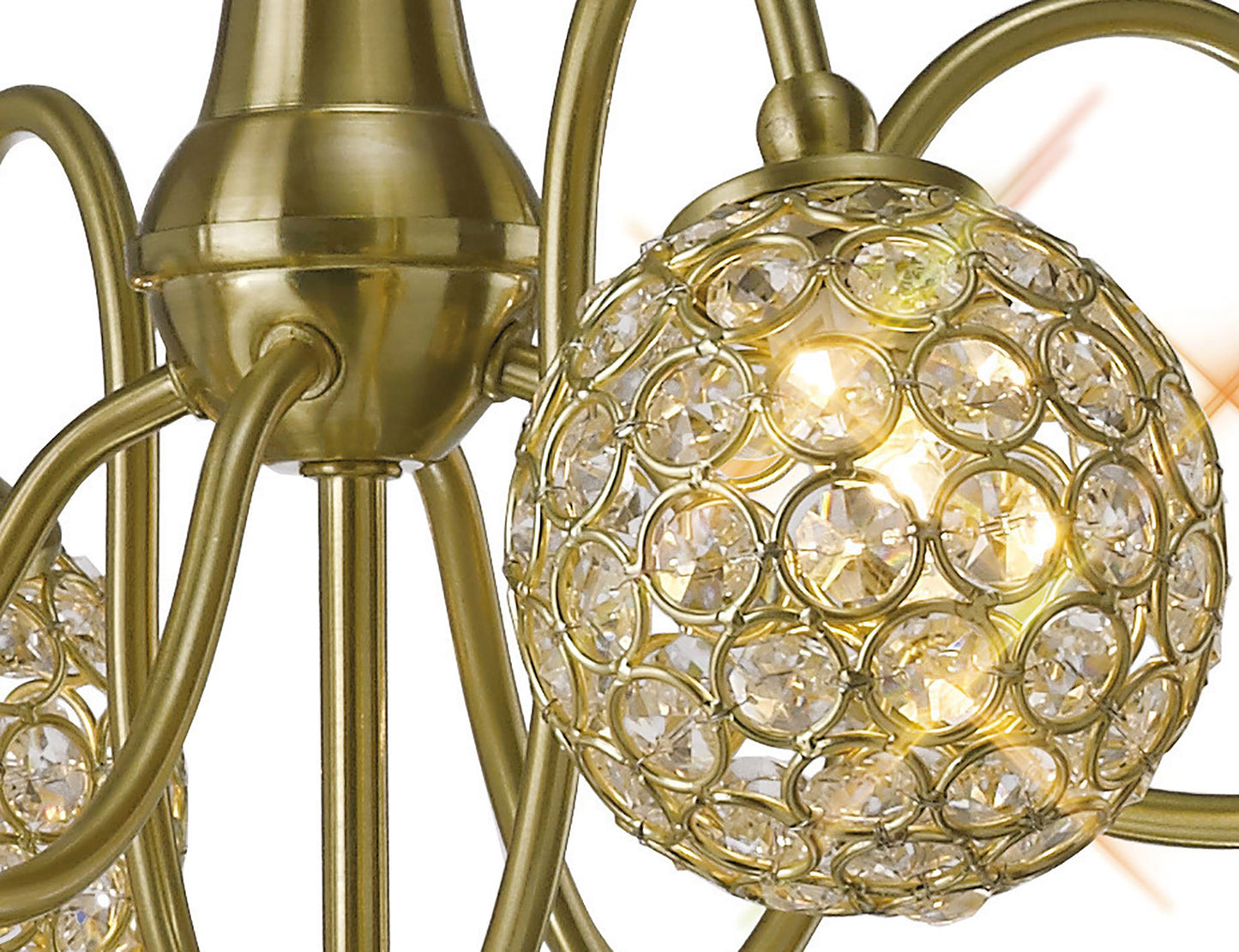 Apollo Pendant 8 Light Satin Brass with Crystal Buttons  (Diyas IL20692)