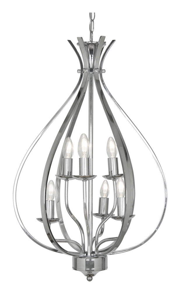 Oaks Lighting - Araba 6 Light Lantern Pendant With Curving Candle Holders, 6 x E14 (Oaks 1309/6) - Luminosity Designs Ltd