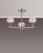 Luminosity Designs - Aria IP44 Rated Bathroom Semi Flush 3 Arm Light With Cut Glass Shades - Luminosity Designs Ltd
