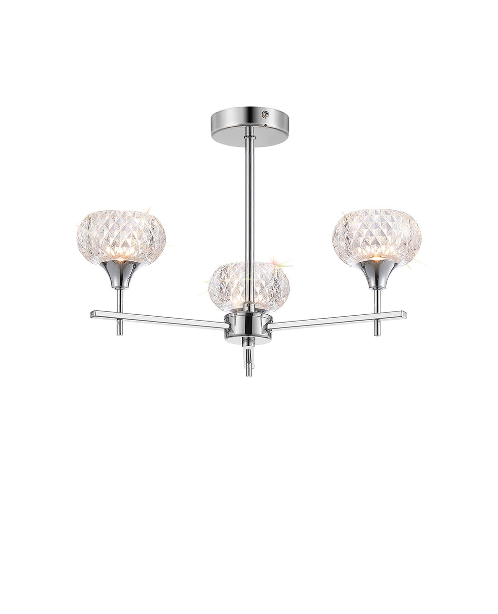 Luminosity Designs - Aria IP44 Rated Bathroom Semi Flush 3 Arm Light With Cut Glass Shades - Luminosity Designs Ltd