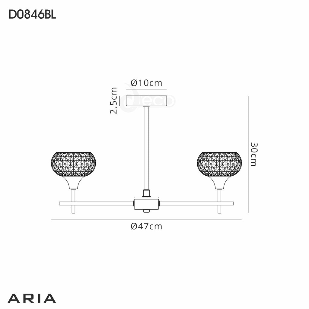 Luminosity Designs - Aria IP44 Rated Bathroom Semi Flush 3 Arm Light With Cut Glass Shades - Luminosity Designs Ltd
