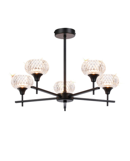 Luminosity Designs - Aria IP44 Rated Bathroom Semi Flush 5 Arm Light With Cut Glass Shades - Luminosity Designs Ltd