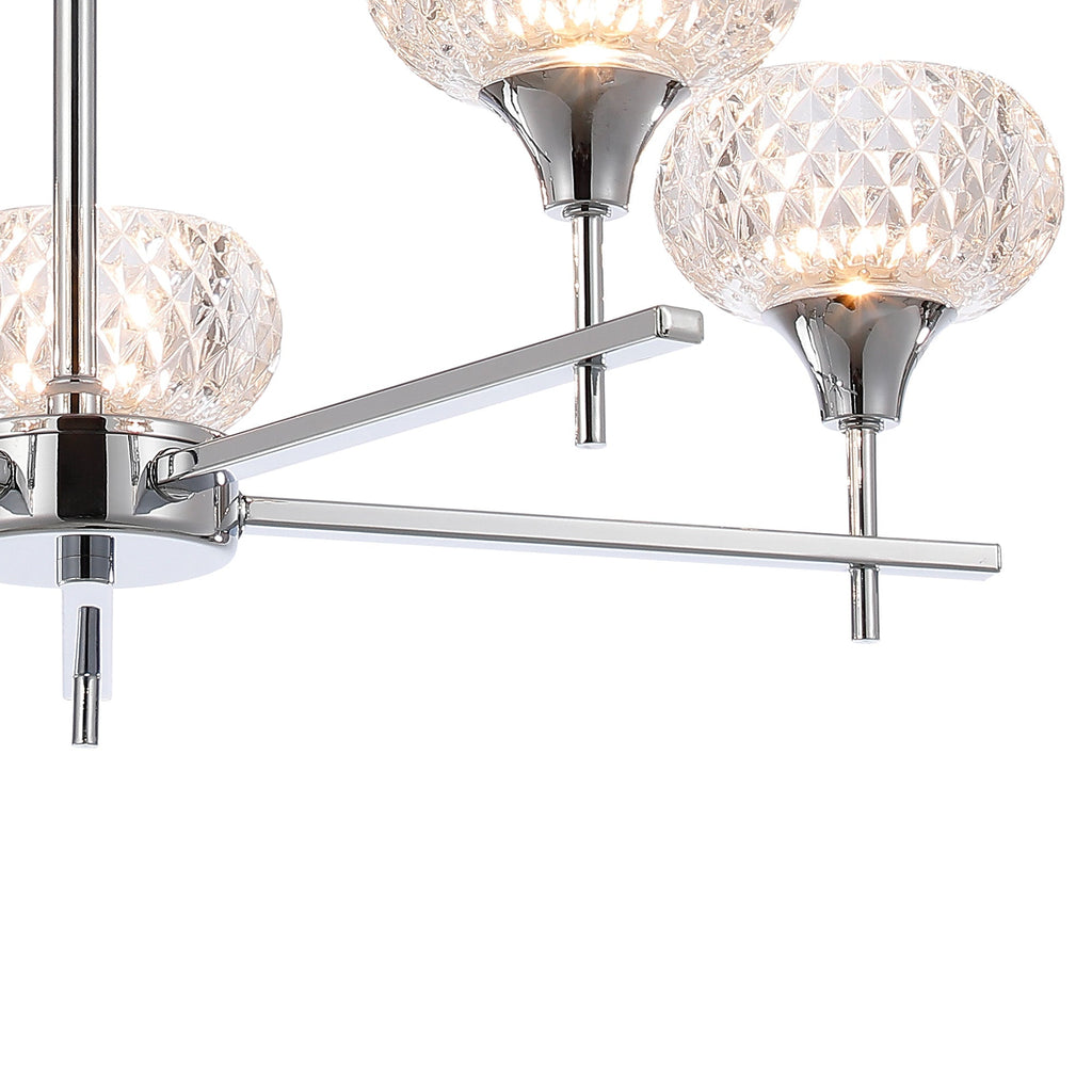 Luminosity Designs - Aria IP44 Rated Bathroom Semi Flush 5 Arm Light With Cut Glass Shades - Luminosity Designs Ltd