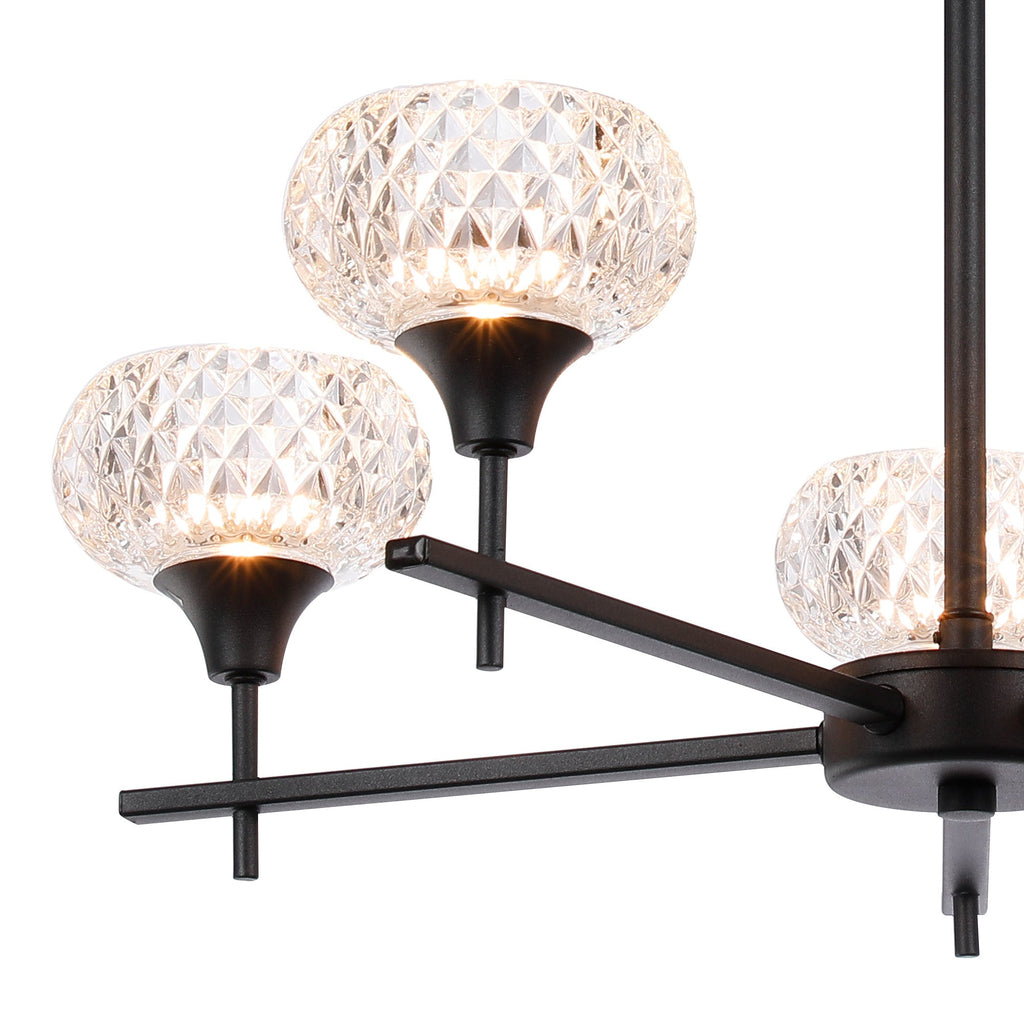 Luminosity Designs - Aria IP44 Rated Bathroom Semi Flush 5 Arm Light With Cut Glass Shades - Luminosity Designs Ltd