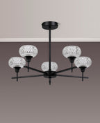 Luminosity Designs - Aria IP44 Rated Bathroom Semi Flush 5 Arm Light With Cut Glass Shades - Luminosity Designs Ltd