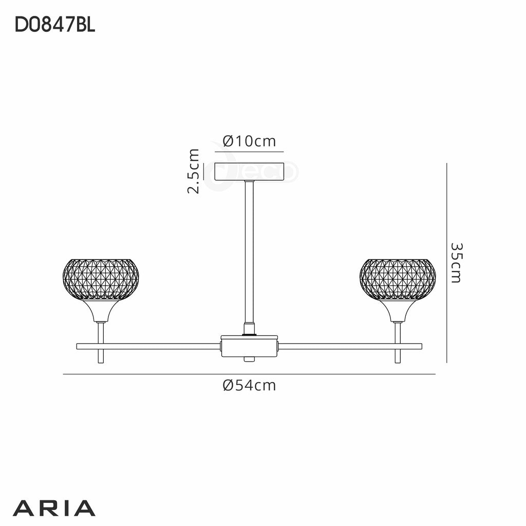 Luminosity Designs - Aria IP44 Rated Bathroom Semi Flush 5 Arm Light With Cut Glass Shades - Luminosity Designs Ltd