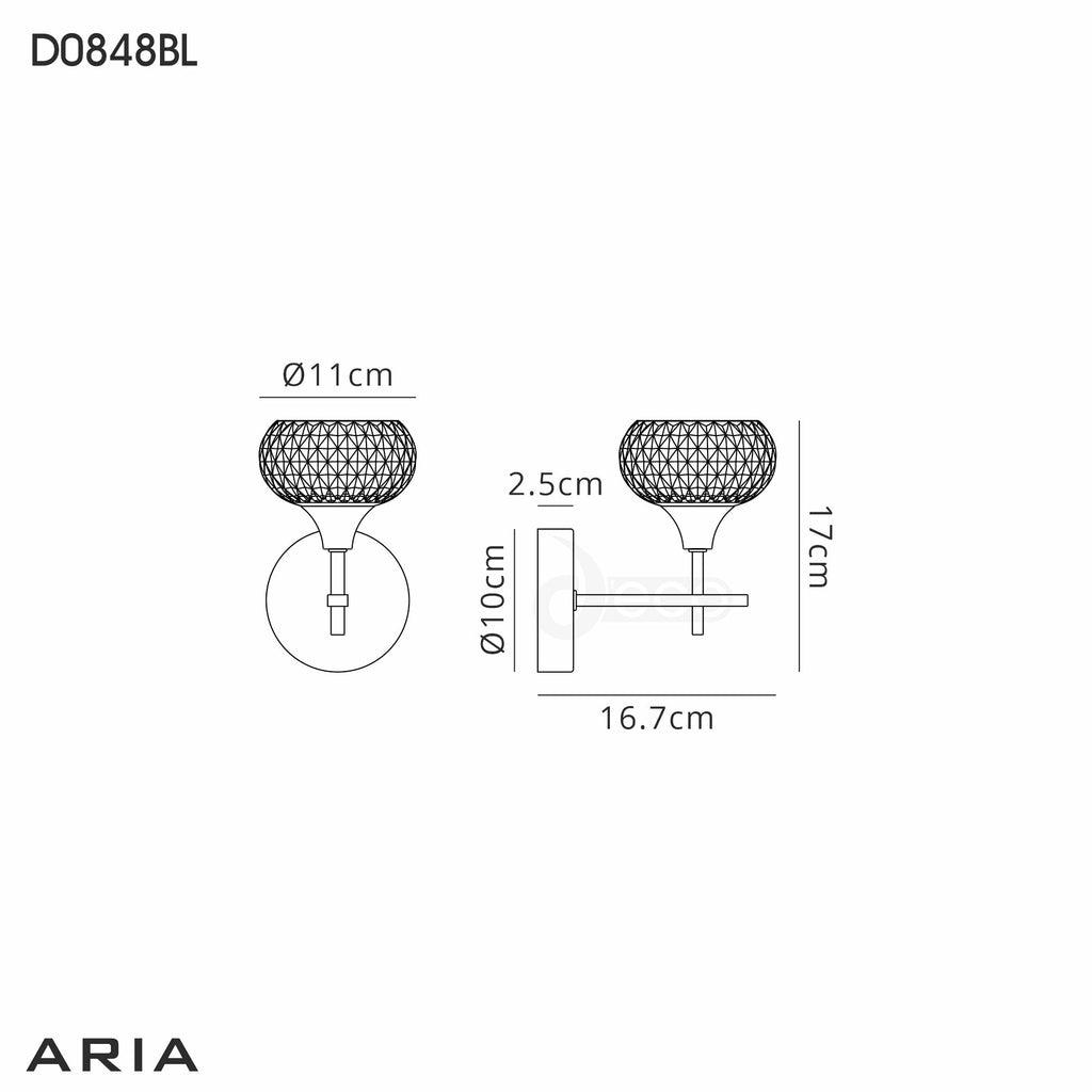 Luminosity Designs - Aria IP44 Rated Bathroom Wall Light With Cut Glass Shade - Luminosity Designs Ltd