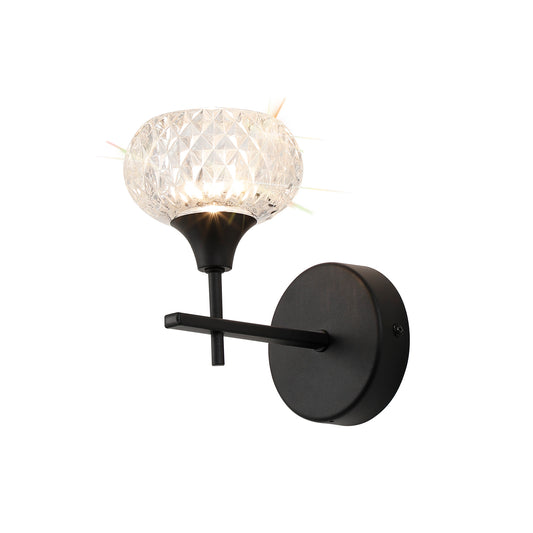 Aria IP44 Rated Bathroom Wall Light With Cut Glass Shade