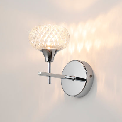 Aria IP44 Rated Bathroom Wall Light With Cut Glass Shade