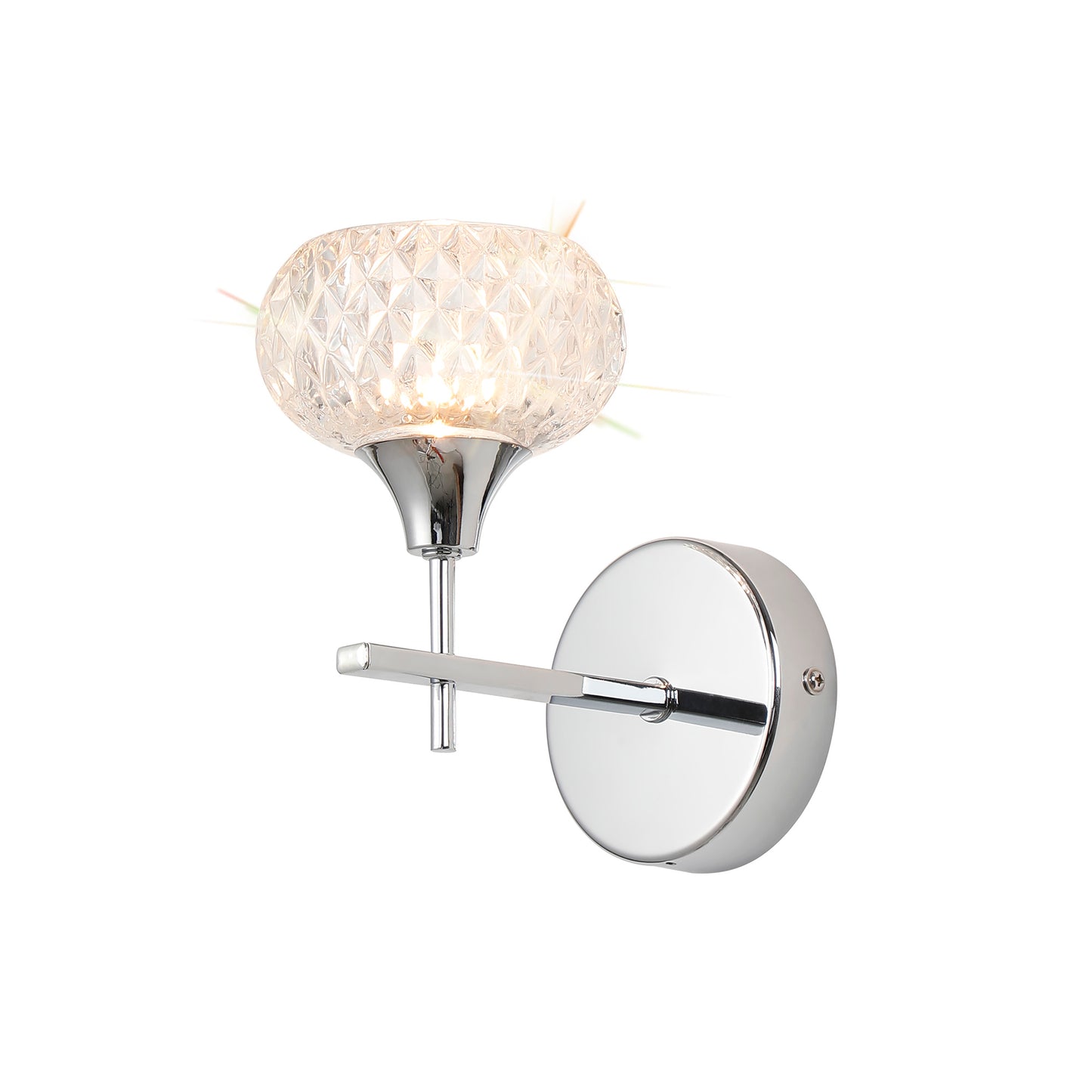 Aria IP44 Rated Bathroom Wall Light With Cut Glass Shade