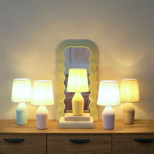 LSE - Arlo Ceramic Table Lamp With Matching Shade in Muted tones. 1x E14 (2690) - Luminosity Designs Ltd