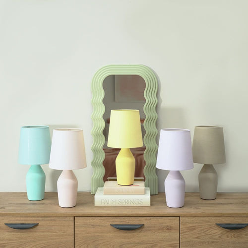 LSE - Arlo Ceramic Table Lamp With Matching Shade in Muted tones. 1x E14 (2690) - Luminosity Designs Ltd