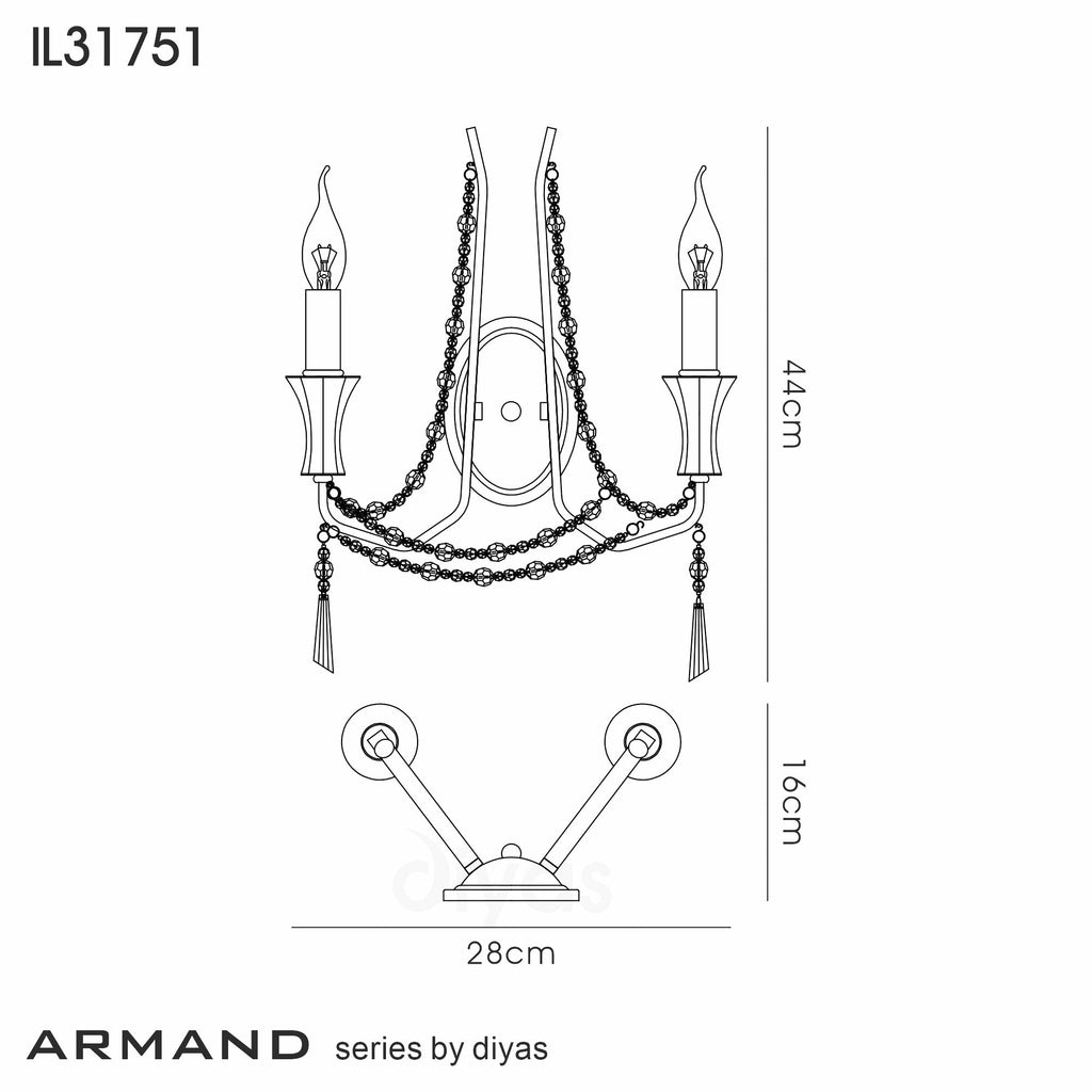 Diyas - Armand Double Wall Light - Luminosity Designs Ltd