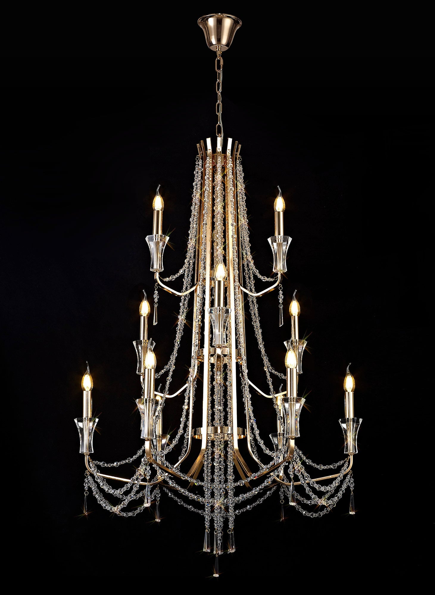 Diyas - Armand Tiered 12 Light Chandelier - Luminosity Designs Ltd