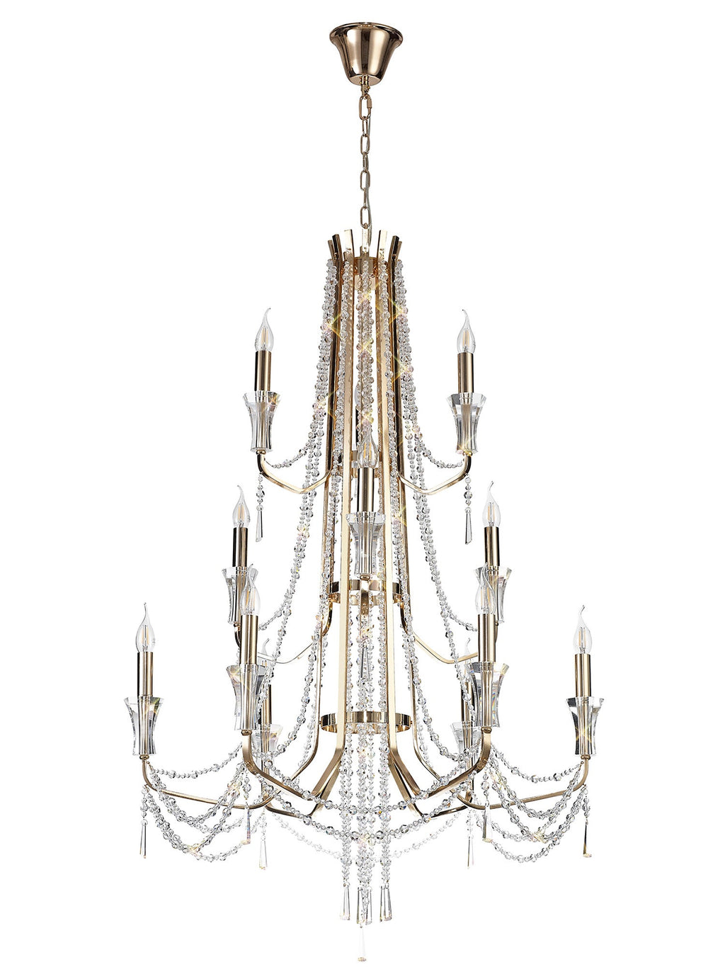 Diyas - Armand Tiered 12 Light Chandelier - Luminosity Designs Ltd