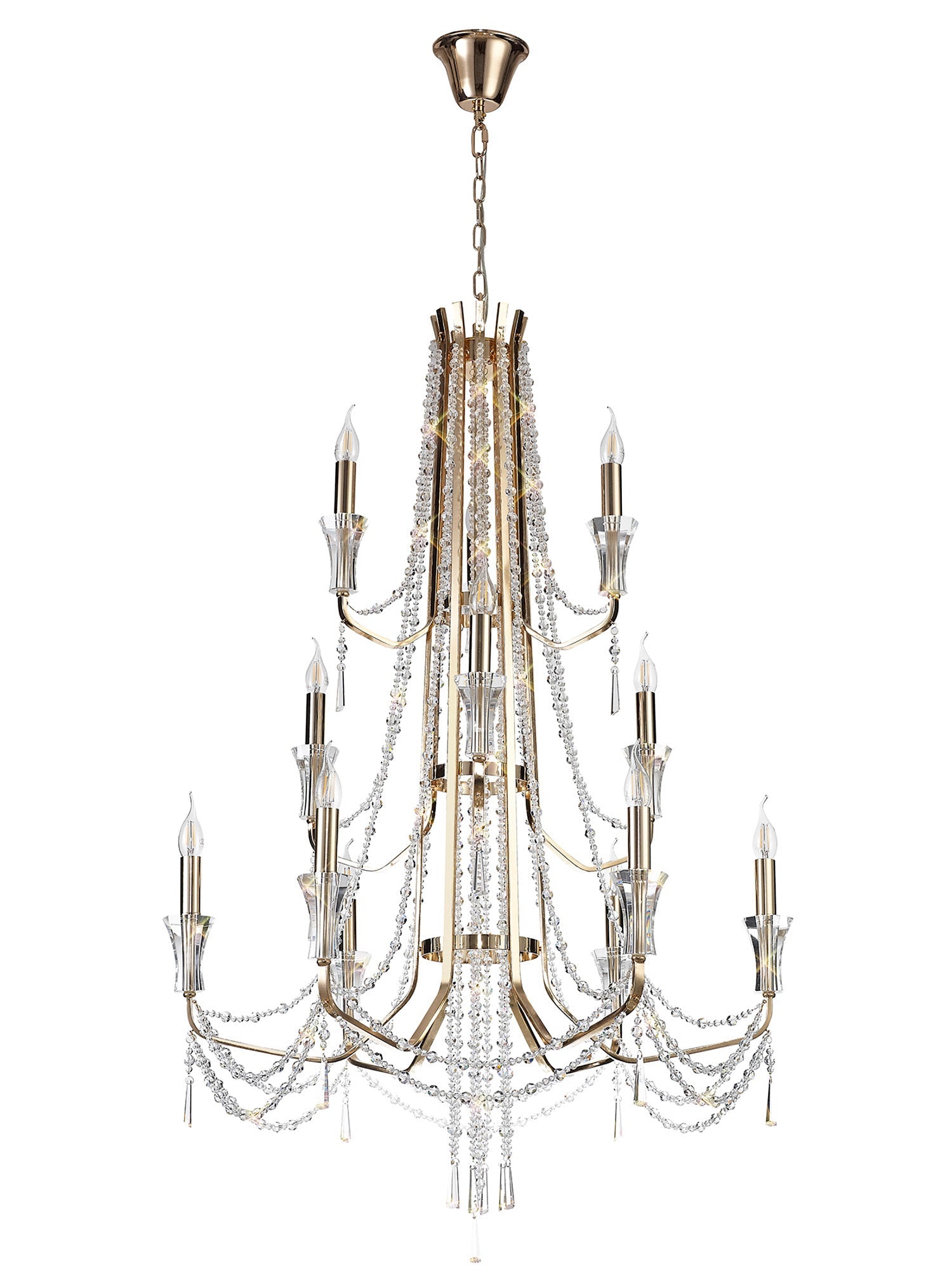 Diyas - Armand Tiered 12 Light Chandelier - Luminosity Designs Ltd