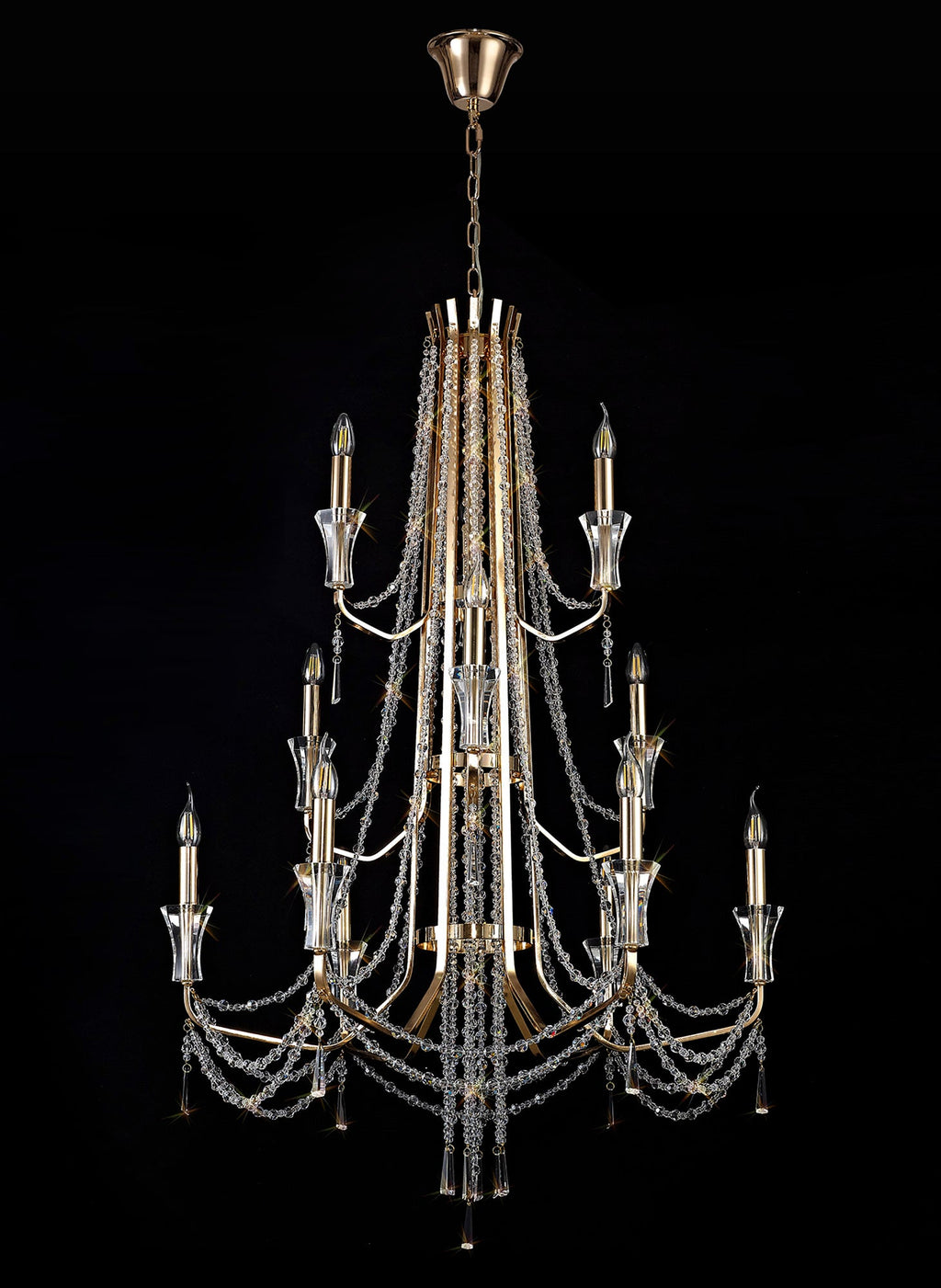 Diyas - Armand Tiered 12 Light Chandelier - Luminosity Designs Ltd