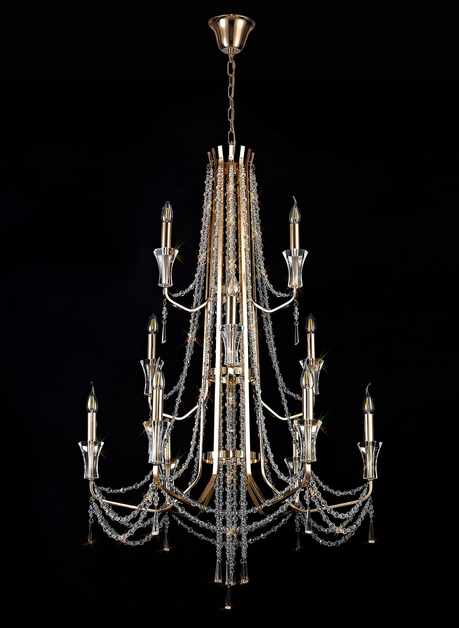 Diyas - Armand Tiered 12 Light Chandelier - Luminosity Designs Ltd