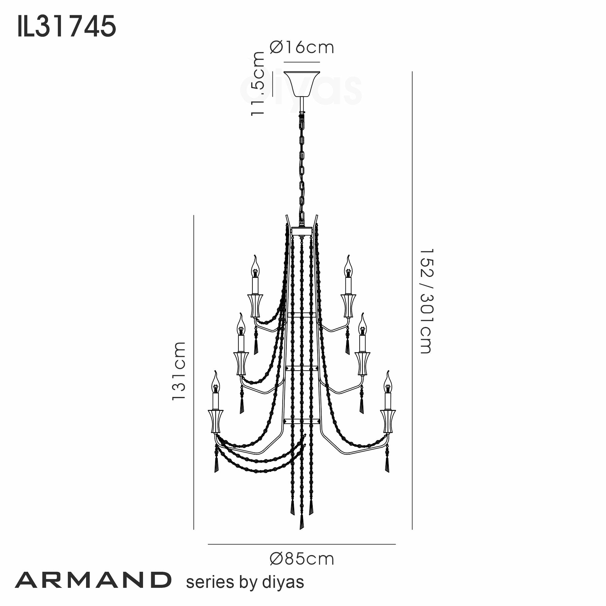 Diyas - Armand Tiered 12 Light Chandelier - Luminosity Designs Ltd