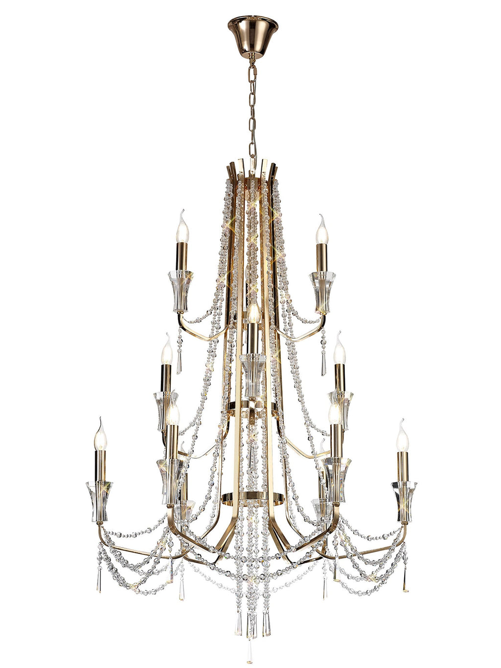 Diyas - Armand Tiered 12 Light Chandelier - Luminosity Designs Ltd