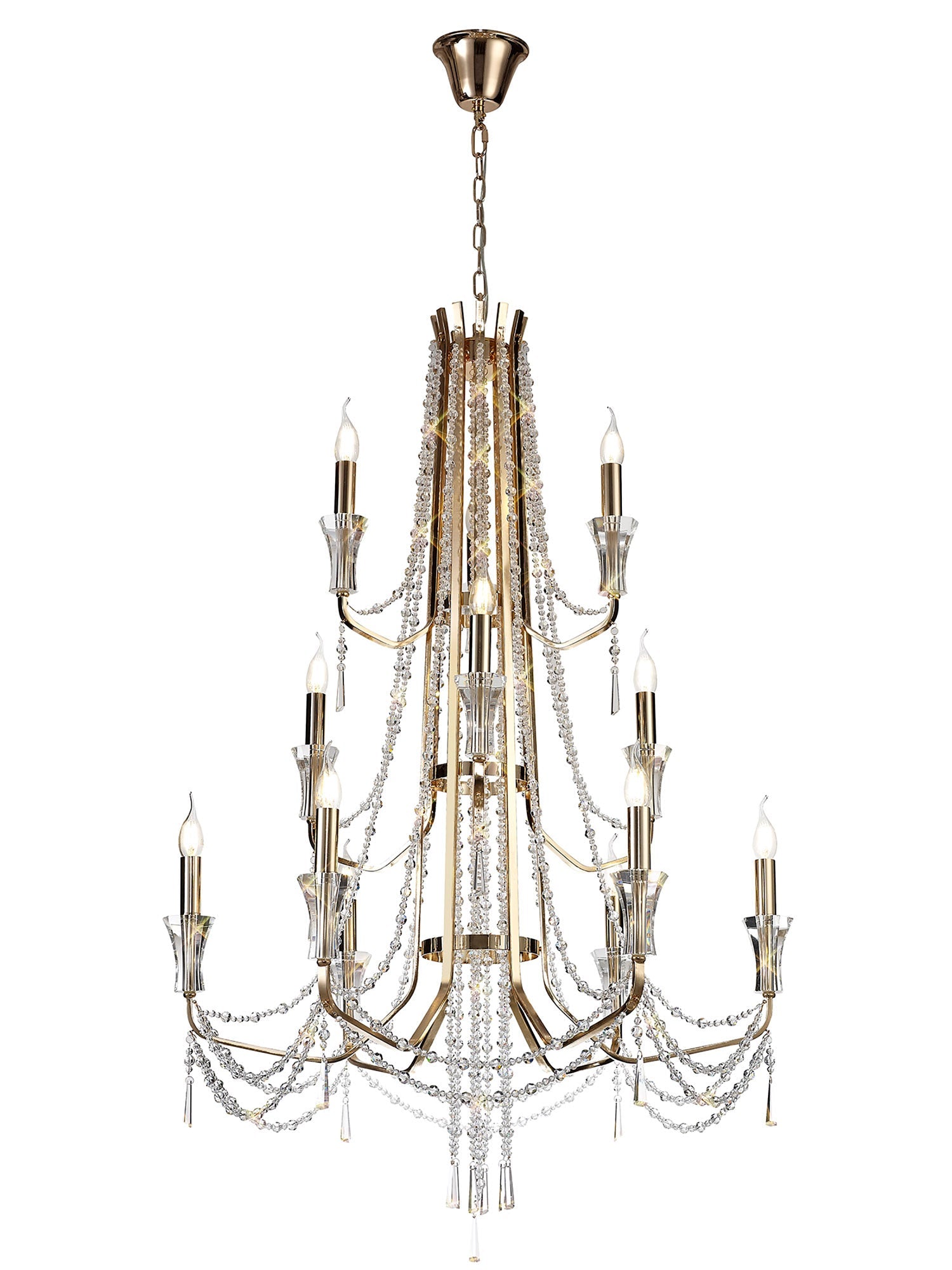 Diyas - Armand Tiered 12 Light Chandelier - Luminosity Designs Ltd