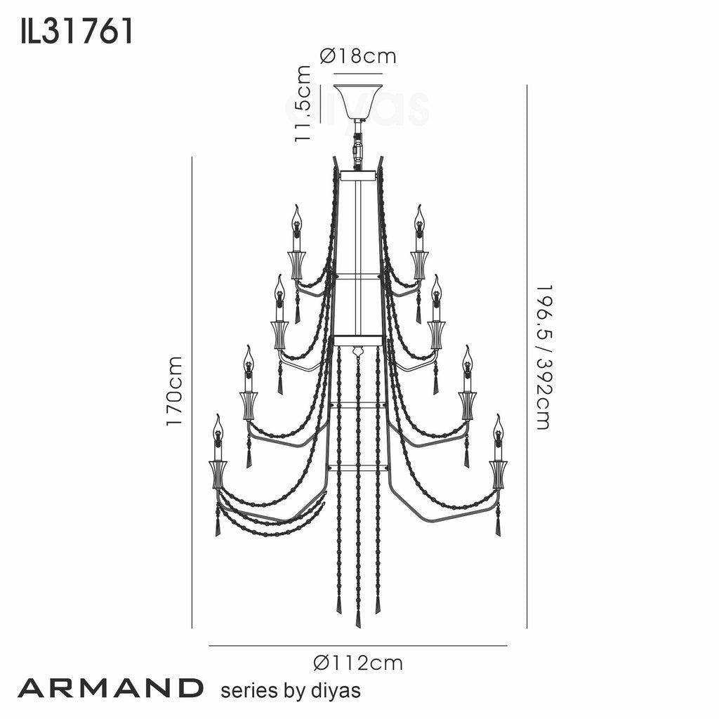 Diyas - Armand Tiered 24 Light Chandelier - Luminosity Designs Ltd