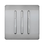 Trendi, Artistic Modern 3 Gang 2 Way 10 Amp Rocker Light Switch, BRITISH MADE, (25mm Back Box Required)