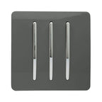 Trendi, Artistic Modern 3 Gang 2 Way 10 Amp Rocker Light Switch, BRITISH MADE, (25mm Back Box Required)