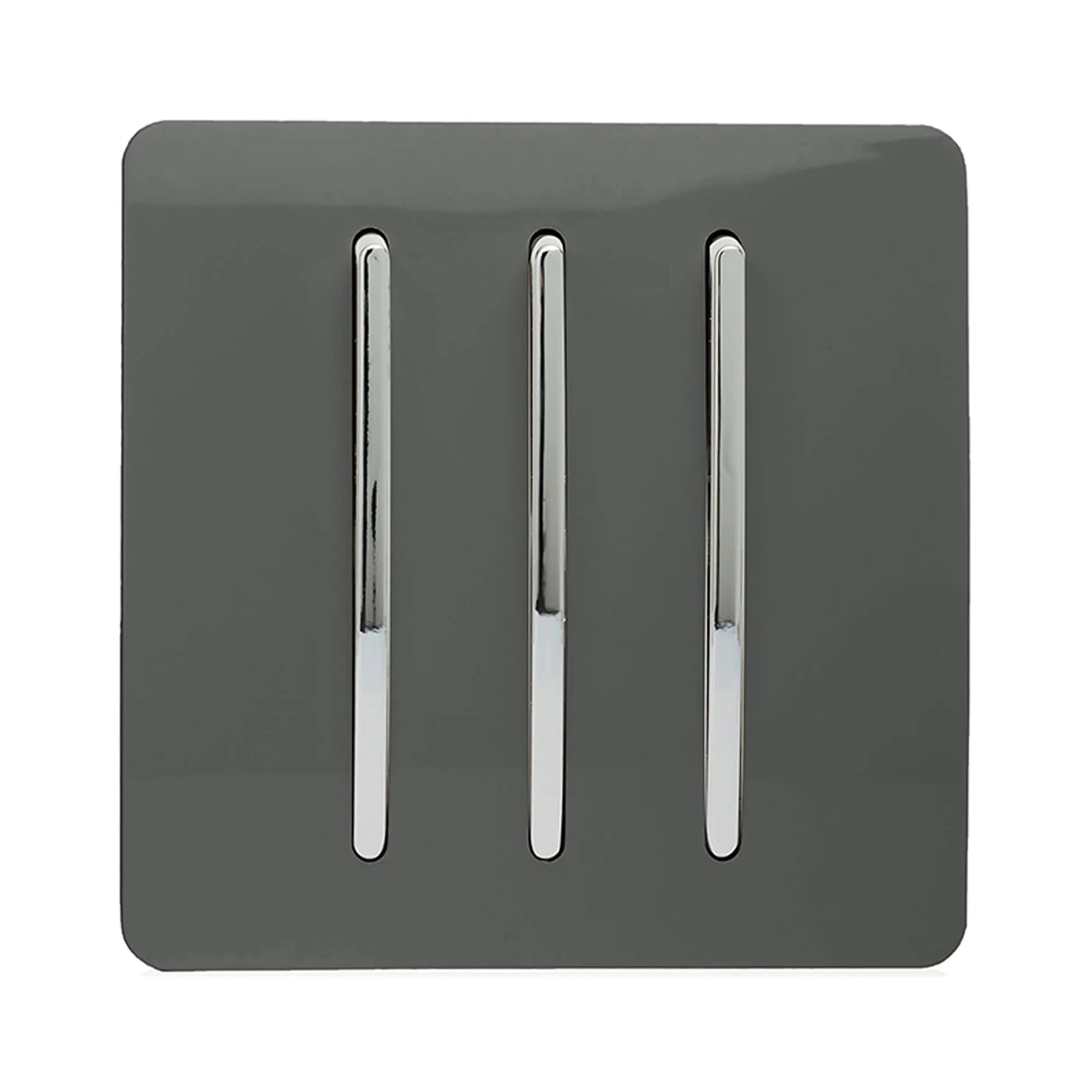 Trendi, Artistic Modern 3 Gang 2 Way 10 Amp Rocker Light Switch, BRITISH MADE, (25mm Back Box Required)