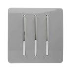 Trendi, Artistic Modern 3 Gang 2 Way 10 Amp Rocker Light Switch, BRITISH MADE, (25mm Back Box Required)