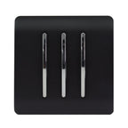 Trendi, Artistic Modern 3 Gang 2 Way 10 Amp Rocker Light Switch, BRITISH MADE, (25mm Back Box Required)