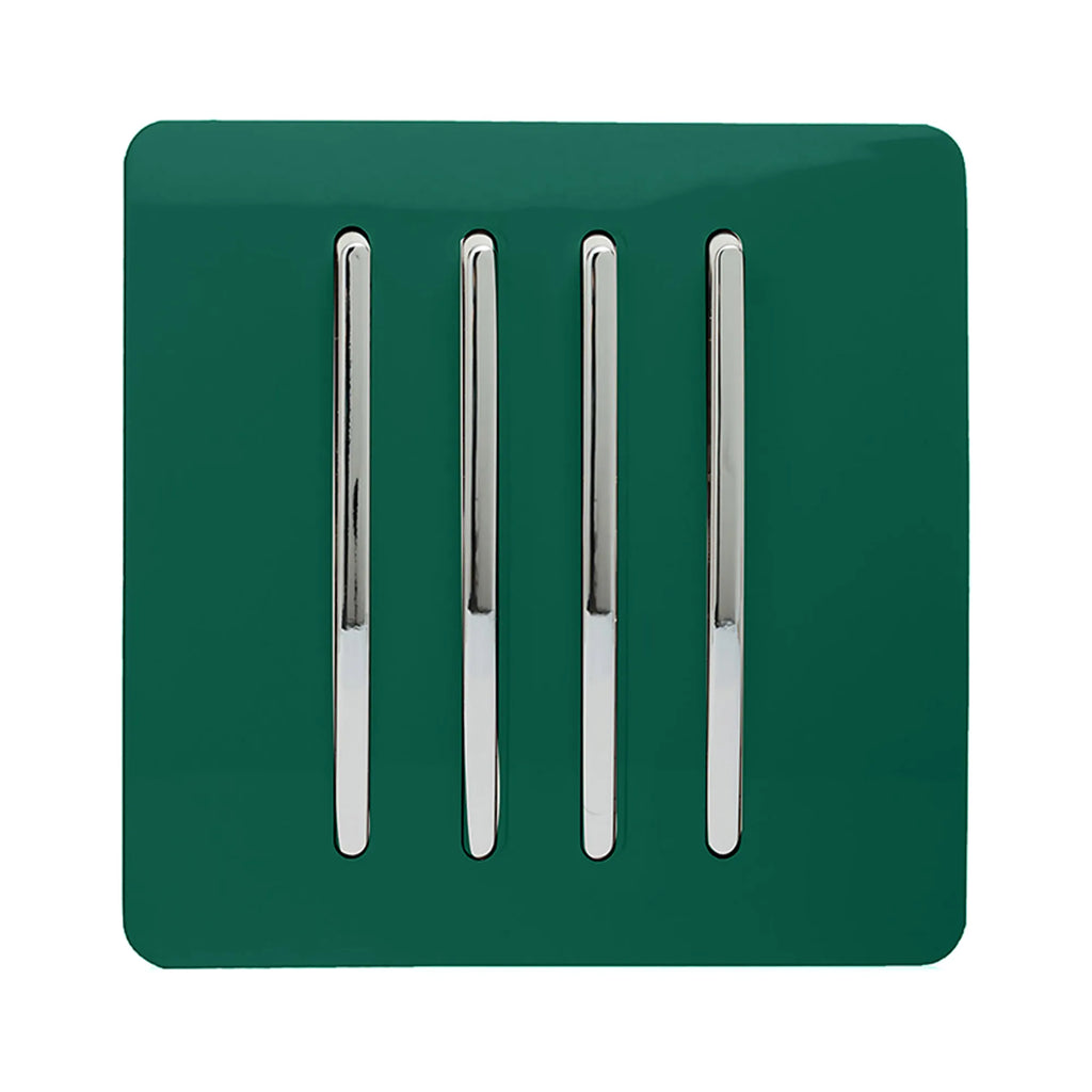 Trendi, Artistic Modern 4 Gang 2 Way 10 Amp Rocker , BRITISH MADE, (25mm Back Box Required)