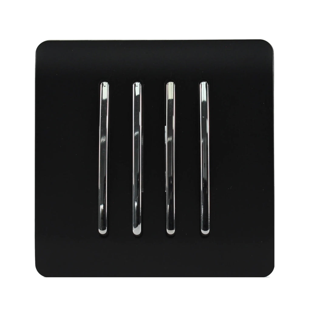 Trendi, Artistic Modern 4 Gang 2 Way 10 Amp Rocker , BRITISH MADE, (25mm Back Box Required)