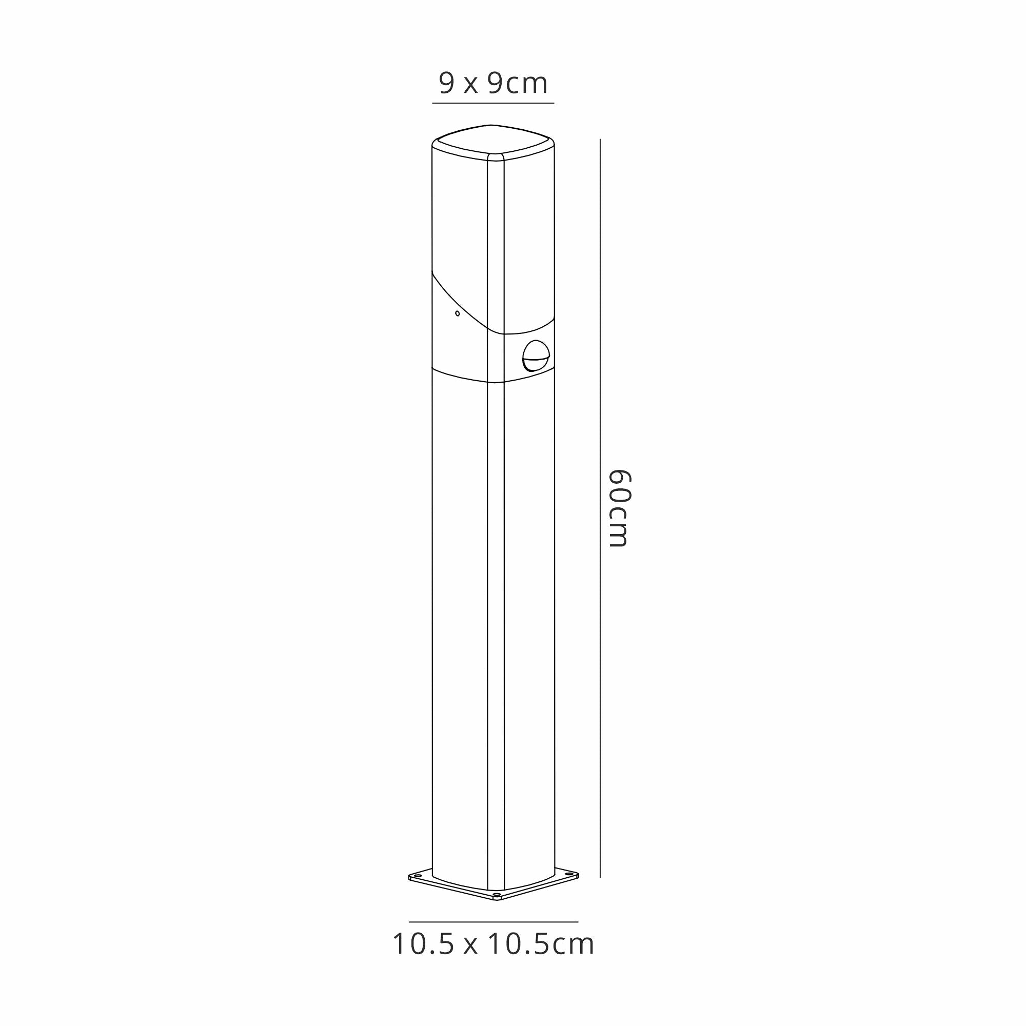 Luminosity Designs - Arty Post Lamp / Bollard With PIR Sensor 1 x E27, IP44 - Luminosity Designs Ltd