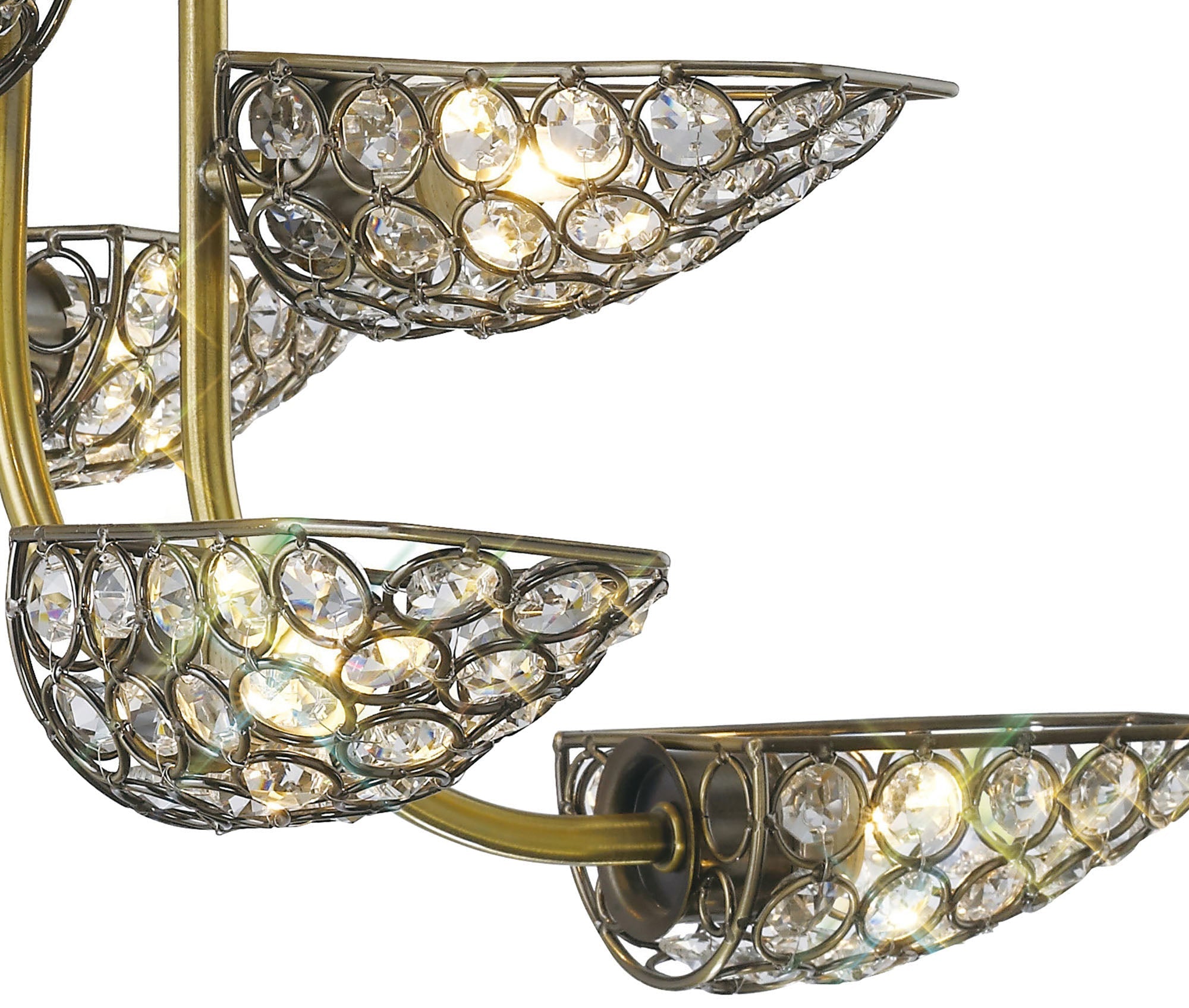 Diyas - Ashton Antique Brass and Crystal Pendant with g9 Lamp holders (Diyas IL20702) - Luminosity Designs Ltd