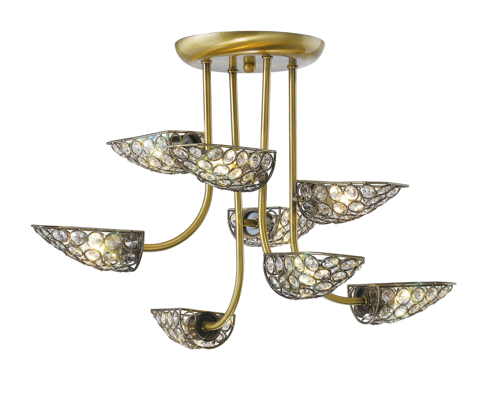 Diyas - Ashton Antique Brass and Crystal Pendant with g9 Lamp holders (Diyas IL20702) - Luminosity Designs Ltd